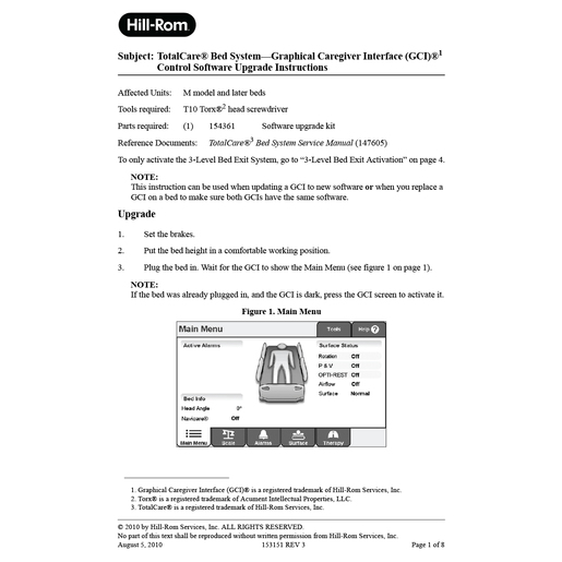 Instruction Sheet, TotalCare GCI Software Upgrade