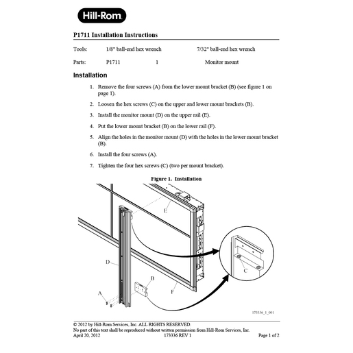 Instruction Sheet, P1711 Installation