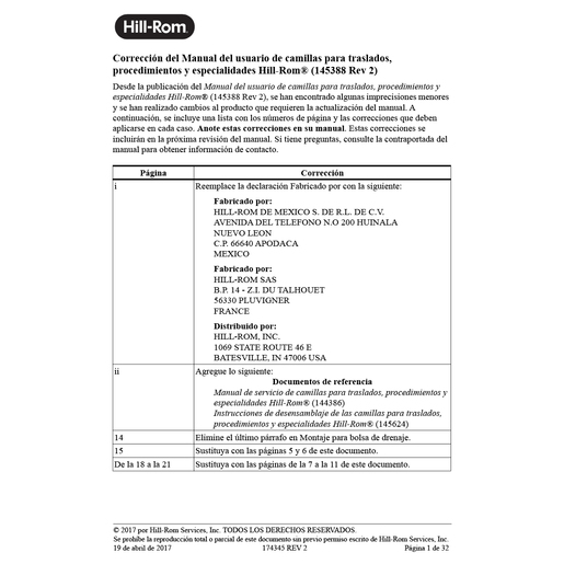 User Manual, Croatian Stretcher, Correction, Spanish