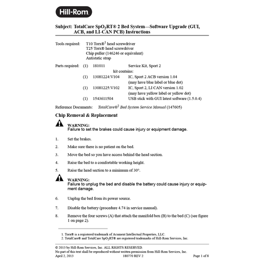 Instruction Sheet, TotalCare Sport Software Mod1209