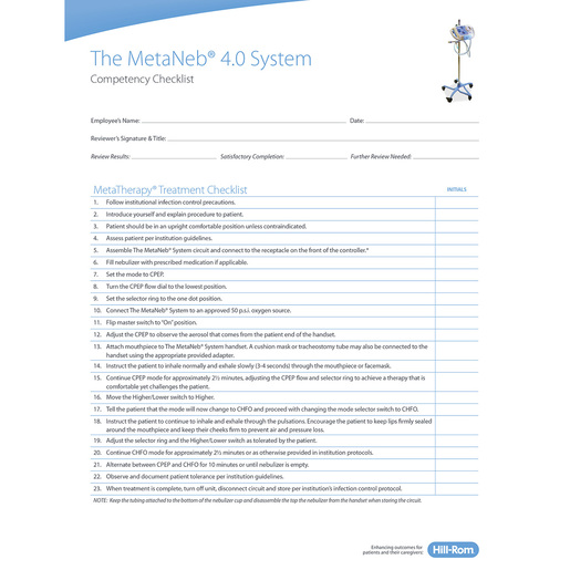 Metaneb 4.0 Customer Competency Checklist