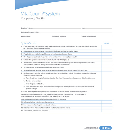 Vitalcough Competency Checklist