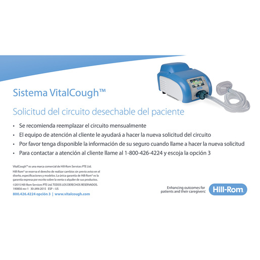 Vitalcough Reordering Disposables Card, Spanish