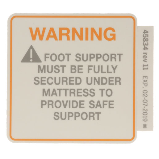 Label, Foot Support Warning