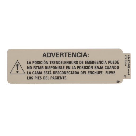 Label, Emerg Trend Warning, Spanish