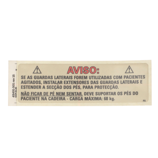Label, TotalCare, Stnd/Sit Caution, Portuguese