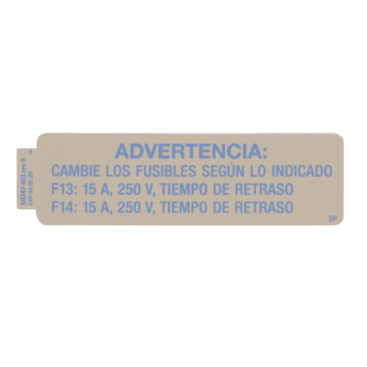 Label, Fuse, 120V Bed, Spanish