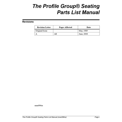 Service Manual, Profile Group Parts