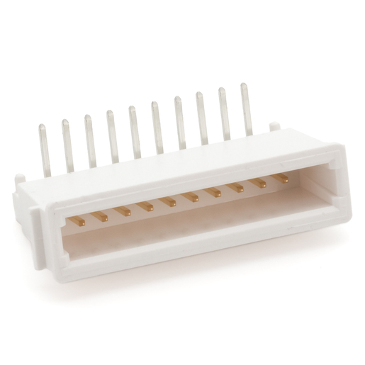 Connector, Molded, Right angle header, Male 10PS Extended Pins Connector, Molded, Right angle header, Male 10PS Extended Pins